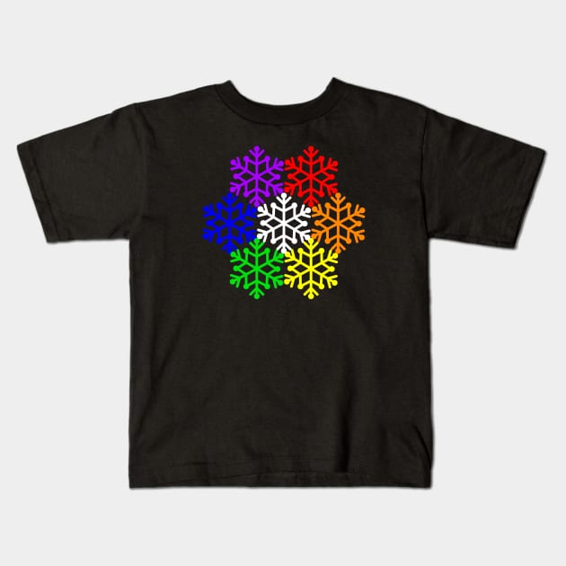 Gay Pride Snowflake Winter Christmas Holiday Kids T-Shirt by Muzehack